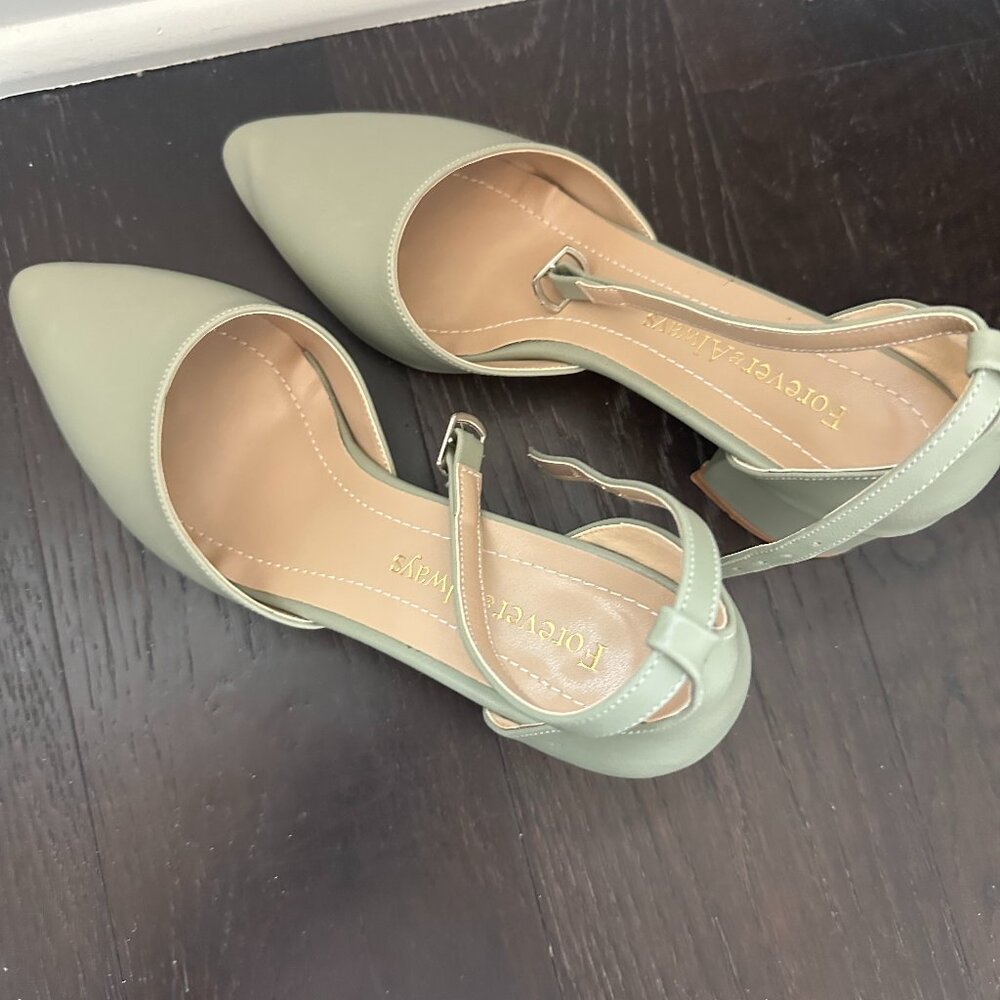 Forever & Always Marcelle Sage Green Bridal Block Heels